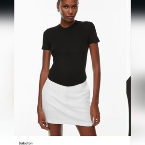 Babaton Black Ribbed Short Sleeve Top